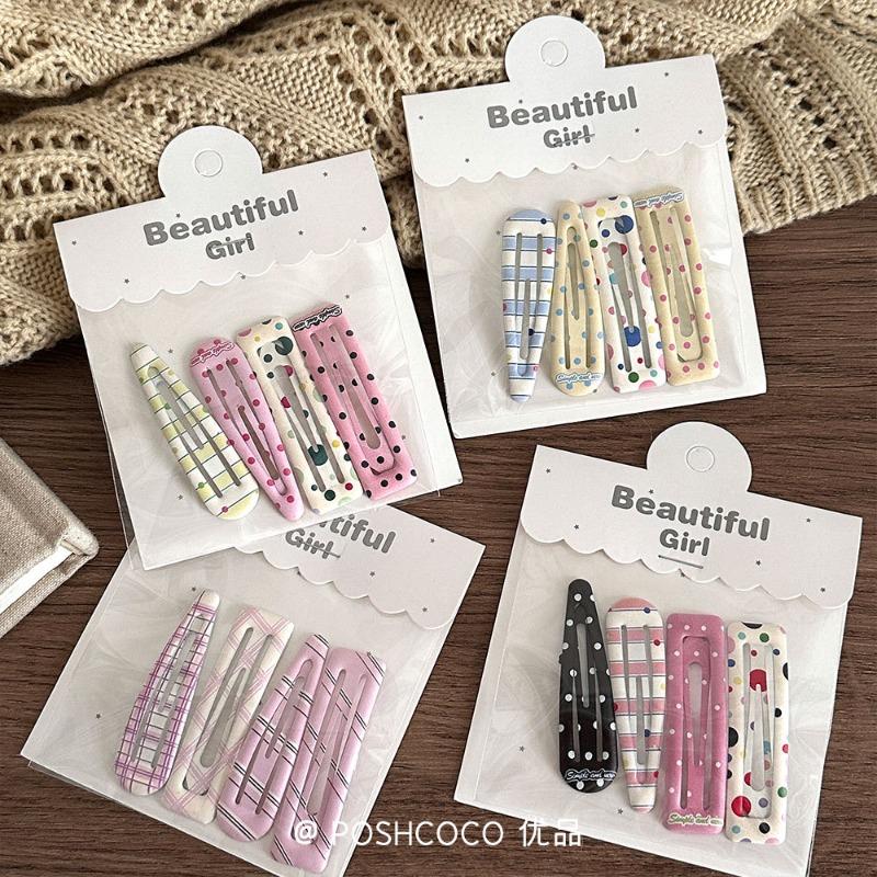 4 PCS Candy Cream Color Children's Water Drop Square Hair Clips Baby Bangs Clips Hairpins Girls' Hair Accessories Clips
