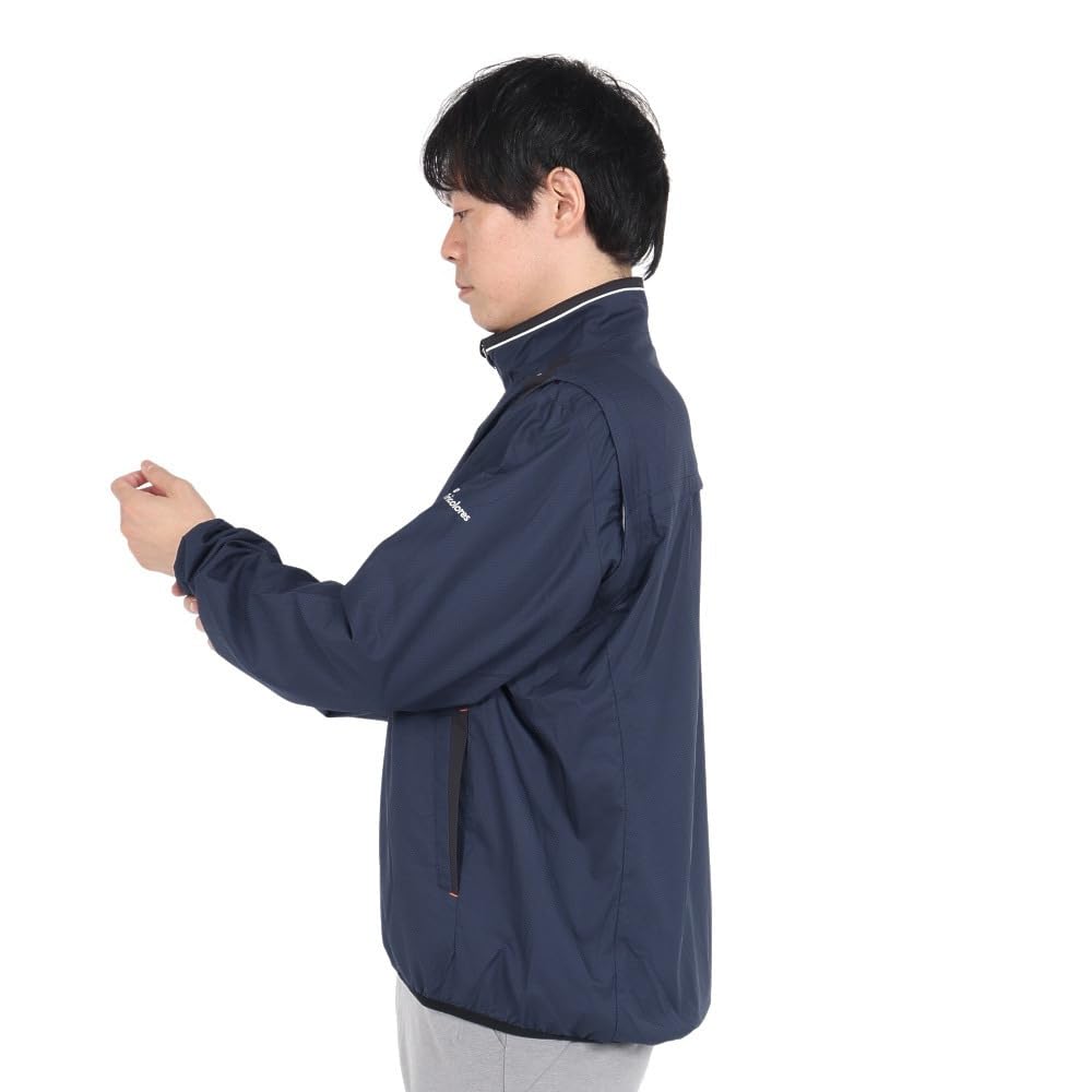 Le Coq Sportif Golf Stretch Forcer a classic jacket with detachable and windproof and Navy Size Men's Blouson, 2-way water-repellent, sleeves,