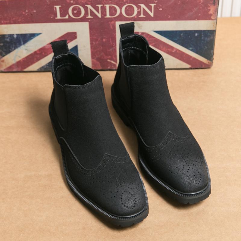 

Fashion Brand New Men Carved Breathable Casual High Top Leather Boots Spring Men Fashion Frosted Leather Comfortable Pointed Short Boots 46 чёрный