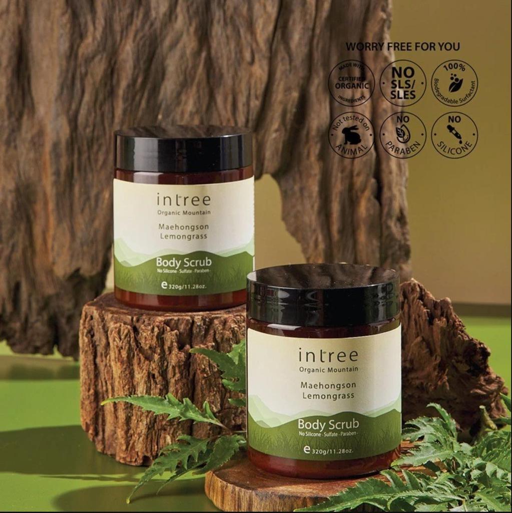 Phutawan Intree Organic Mountain Maehongson Zitronengras-Körperpeeling 320 ml.
