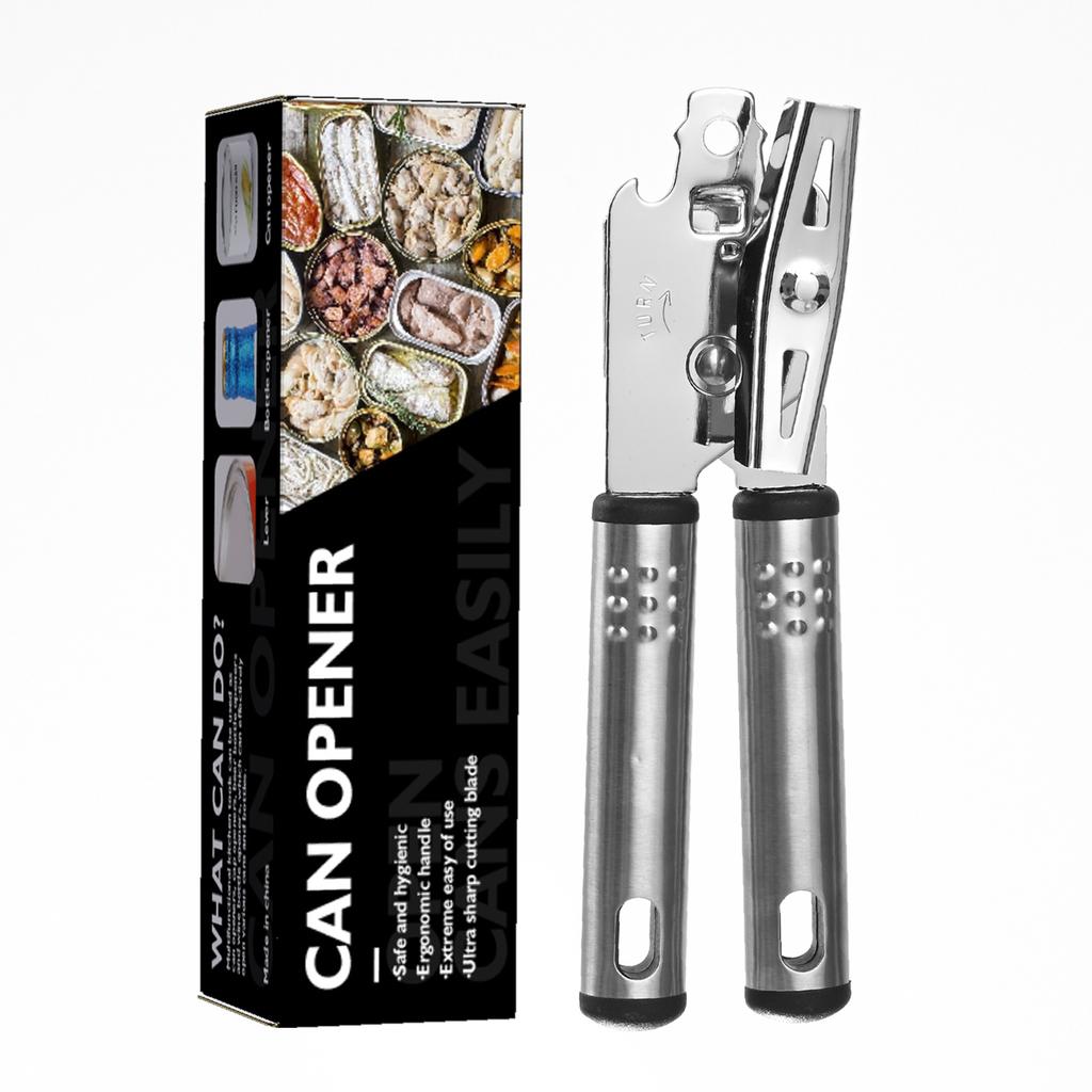 Stainless Steel Can Opener with Anti-slip Handle, Multi-functional Can Knife for Household Use