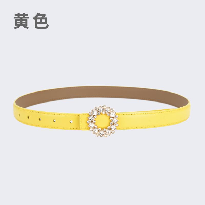 Four Seasons Available Belts Women'S Fashion Versatile Trendy Decoration Suits Cowhide Thin Belt Diamond Genuine Leather Ins Style Jeans Belt
