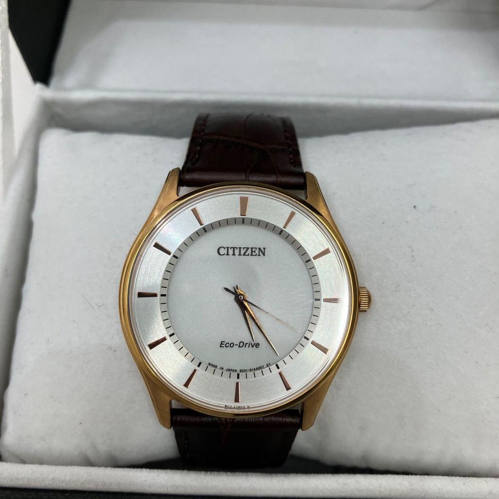 Used D9263 CITIZEN Citizen E031-S103738 Eco Drive Watch Quartz Watch Solar Battery Leather Brown Dark Brown