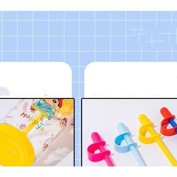 Crayon Shin-chan Straw Cup Water Bottle with Straw, Easy To Drink From, Cute and Versatile for Kids (Color: Crayon Shin-chan D, Size: 500ml),