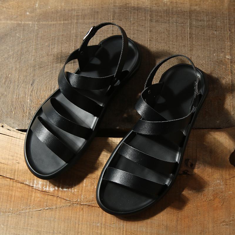 Men Leather Fashion Vintage Men Shoes High Quality Soft Comfort Casual Flats Summer Beach Slippers