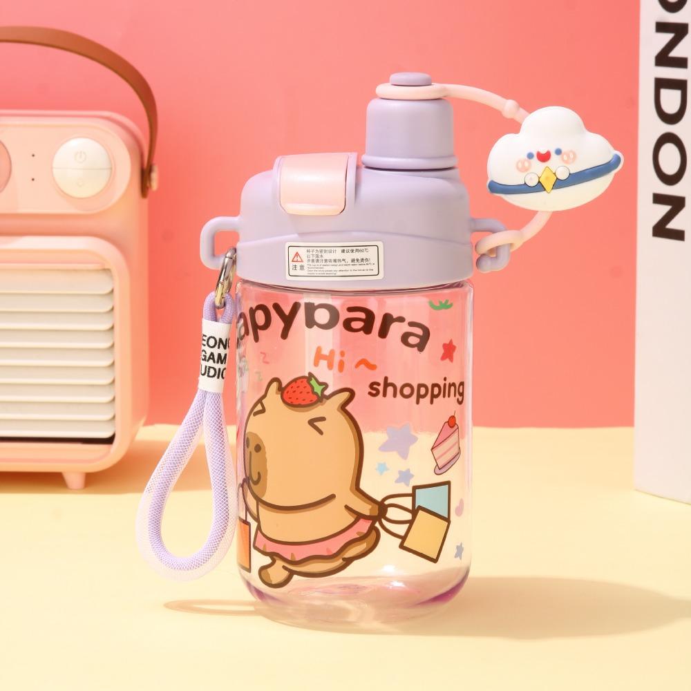 

Cute Capybara Water Bottles Cartoon Sport Water Bottle Capybara Drinking Bottle Summer Purple - Style A