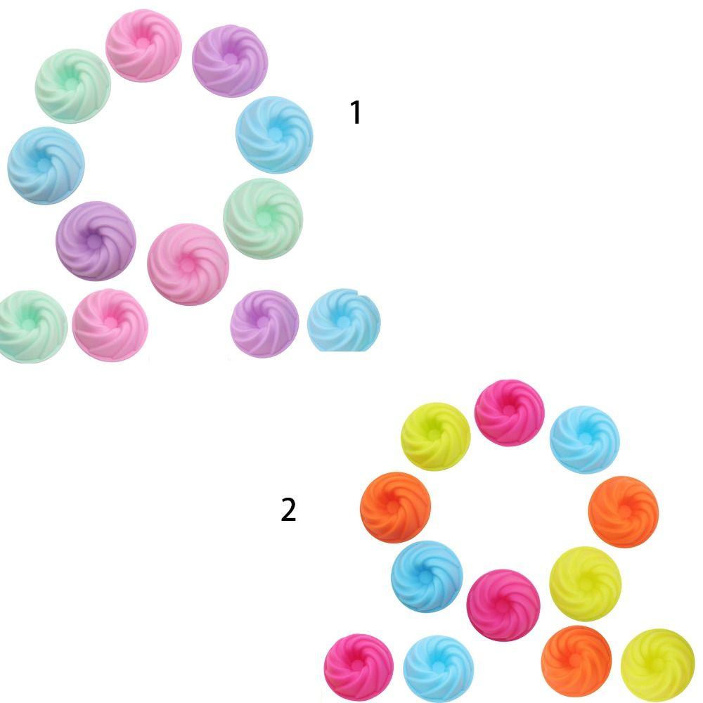 12pcs/set Silicone Muffin Cups Food Grade Spiral Cake Mold Multicolor Silicone Swirl Pan  Jelly