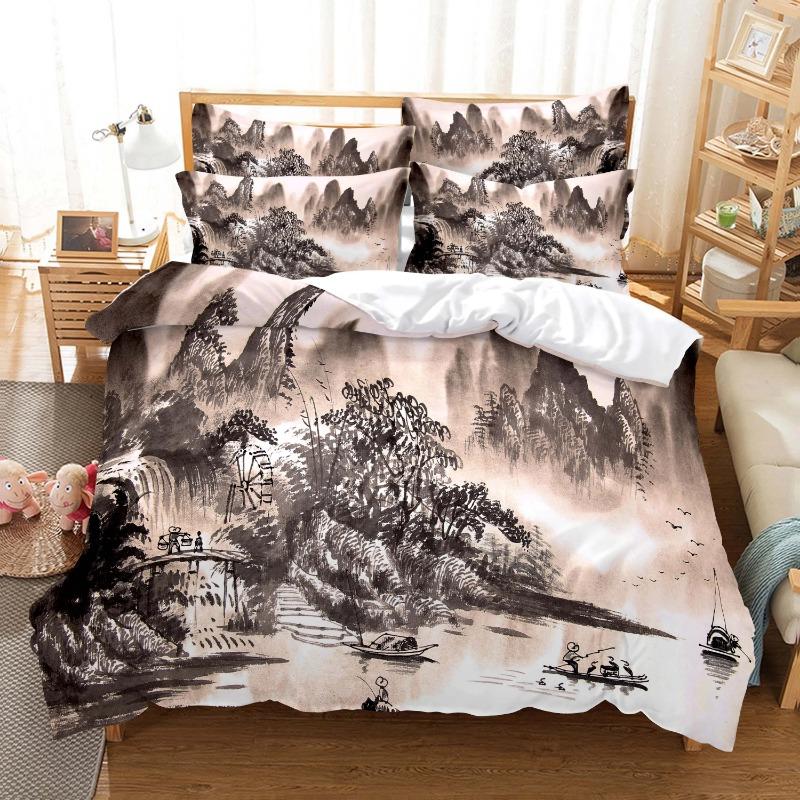 3D HD Scenic Quilt Cover Duvet Pillow Case bed Set Linen Woods Scene Forest King Queen Twin Single Double 3PCS 2PCS Home Textile