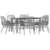 VidaXL Garden Dining Set Cushions 7 Pcs Grey Poly Rattan Glass 3334580