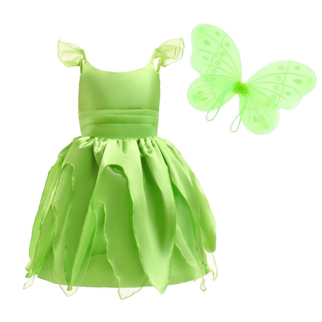 Dressy Daisy Princess Green Fairy Dress with Butterfly Wings for Toddler Party Fancy Sizes Girls, Halloween, Birthday, Dress, 5-6