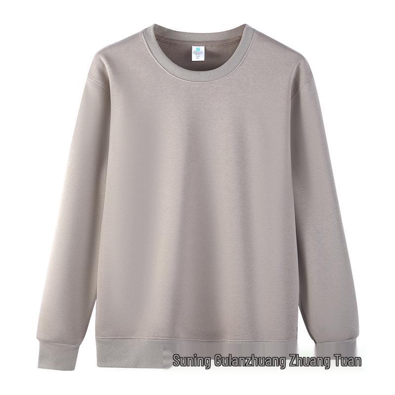 Hua Cotton Round Neck Unisex Hoodie - Autumn/Winter Classic Solid Color