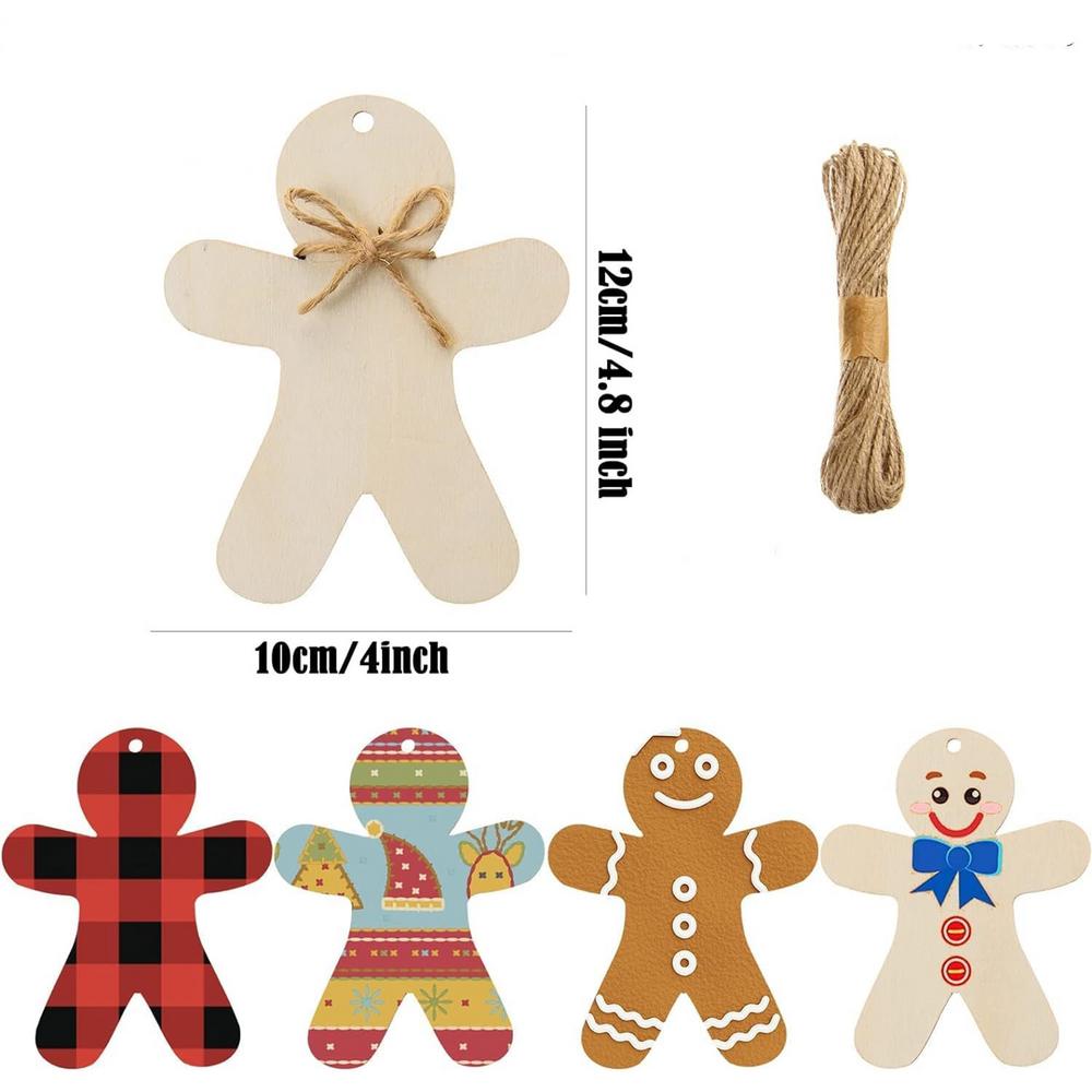 Gingerbread Cutouts 10 Pieces Gingerbread Man Christmas Decorations Hangable Wood Slices Crafts For Window Wall Home Party