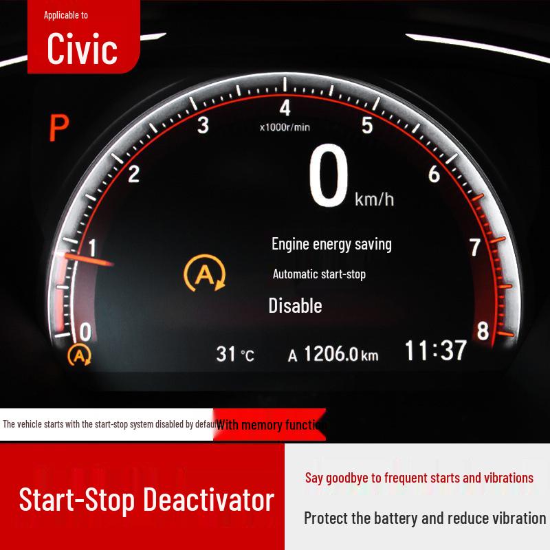 Honda Civic 10-го/11-го поколения  16- 25 Автоматический выключатель Start-Stop 22-25 11th Gen Civic Start-Stop Off Switch