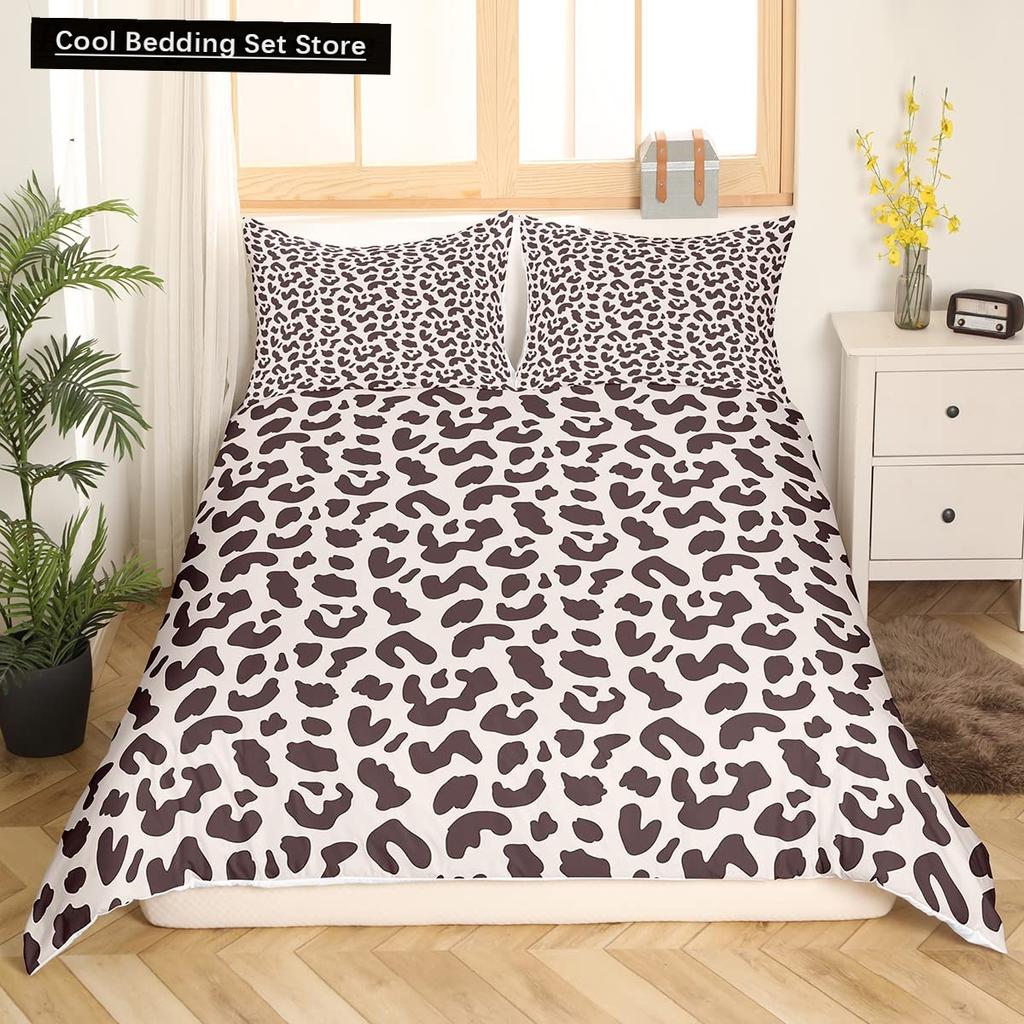 Pink Leopard King Queen Duvet Cover Girly Glitter Bedding Set Cheetah Skin Pattern Quilt Cover 2/3pcs Polyester Comforter Cover