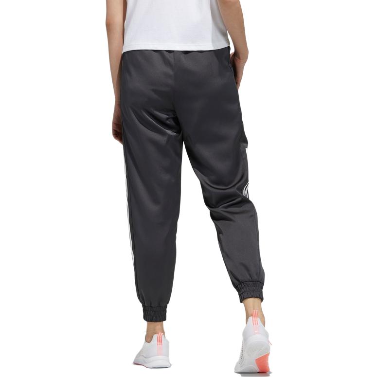 adidas Spodnie Sportowe Dzianinowe Damskie z Paskami o Zwężanym Ściągaczu, Średnio Stanu, Czarne GP5411