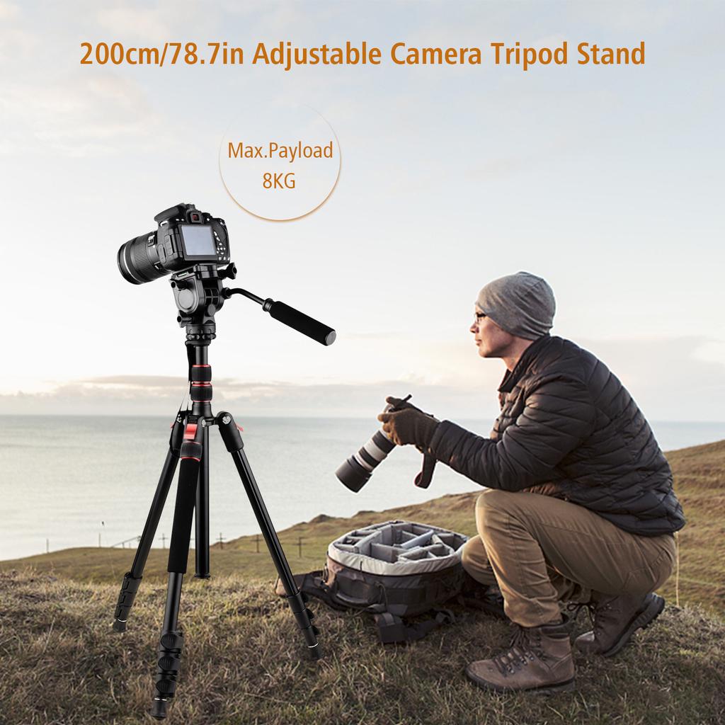 Andoer Professional Portable Aluminum Camera Tripod Stand Monopod 200cm/78.7inch 4-Section
