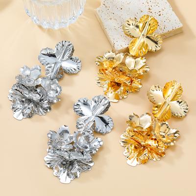 Punk Goth Flower Drop Earrings for Women Statement Piercing Earring Wed Jewelry Accessories