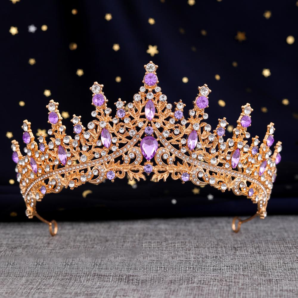 Krone Tiara Braut High End Prinzessin Krone Farbiger Kristall Königin Tiara Krone Barock Hochzeitskleid Stirnband