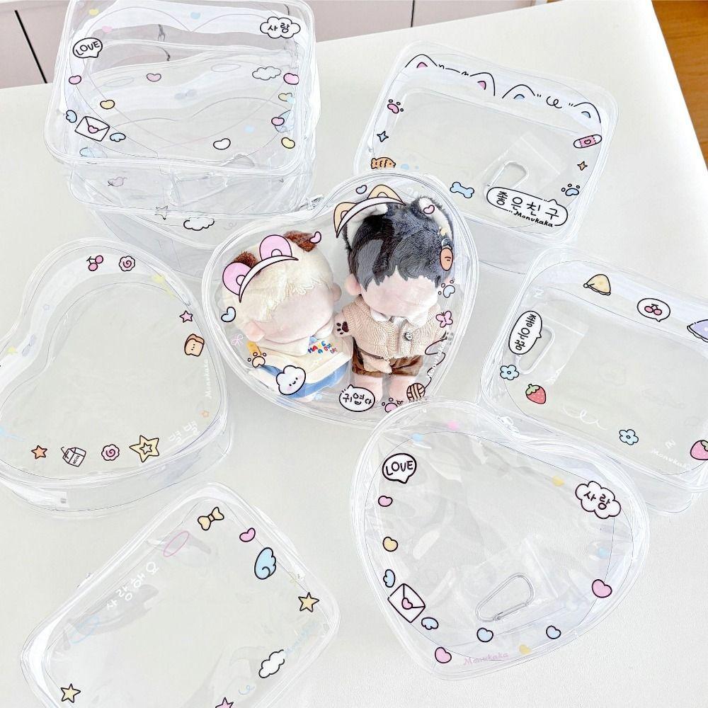 Cute Transparent Data Cable Storage Bag PVC MIni Dolls Storage Pouch Dustproof Colorful Dolls Outdoor Bag for 15cm Dolls