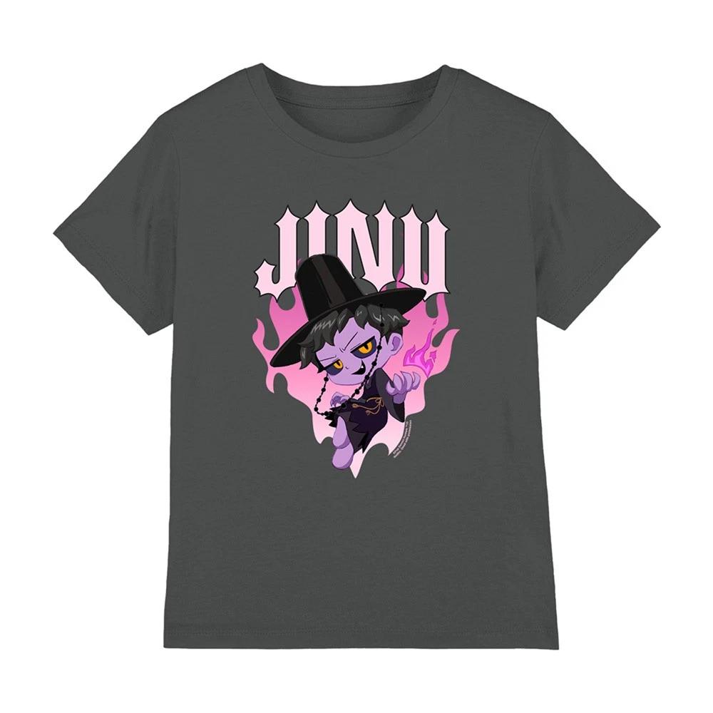 Kpop Demon Hunters - Jinu Demon Heart Flames Kids T-shirt, Charcoal 110