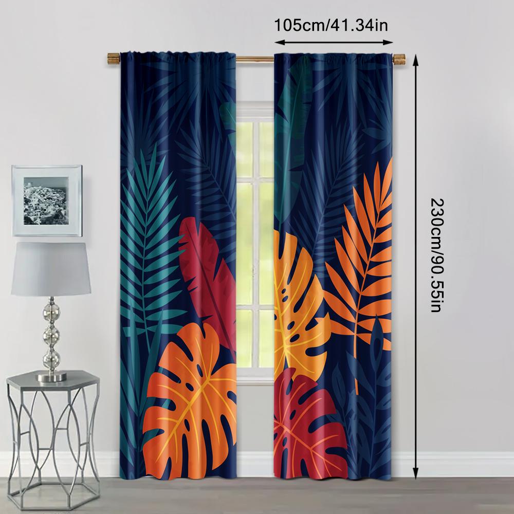 Spring Summer Curtains Tropical Plant Pattern Art Digital Print Drapes Versatile Fabric Room Decor Bedroom Office Set Of 2 Made Polyester Master