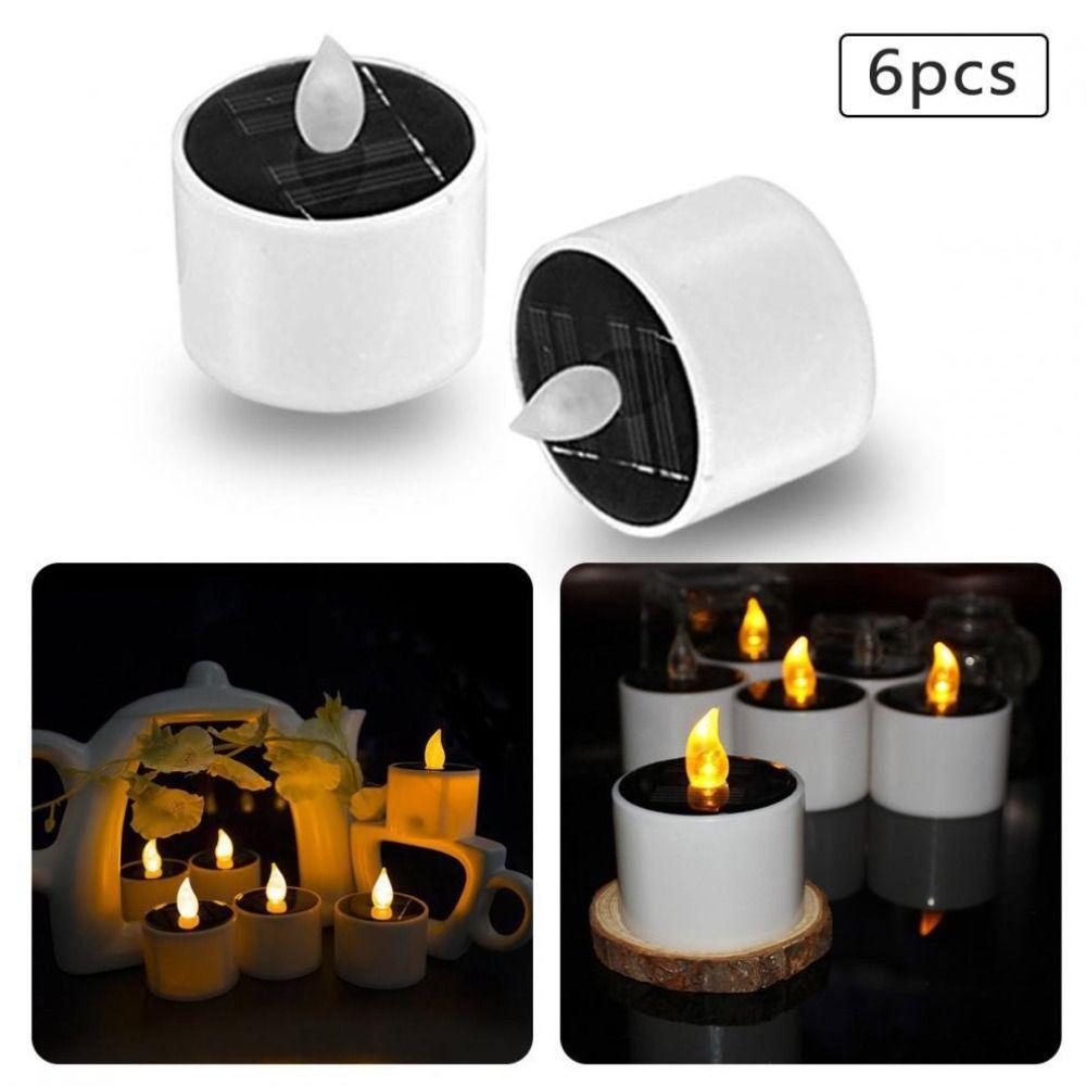 

6pcs Waterproof LED Candle Lamp Romantic Landscape Candle Lights Creative Solar Tea Lights Outdoo StyleB
