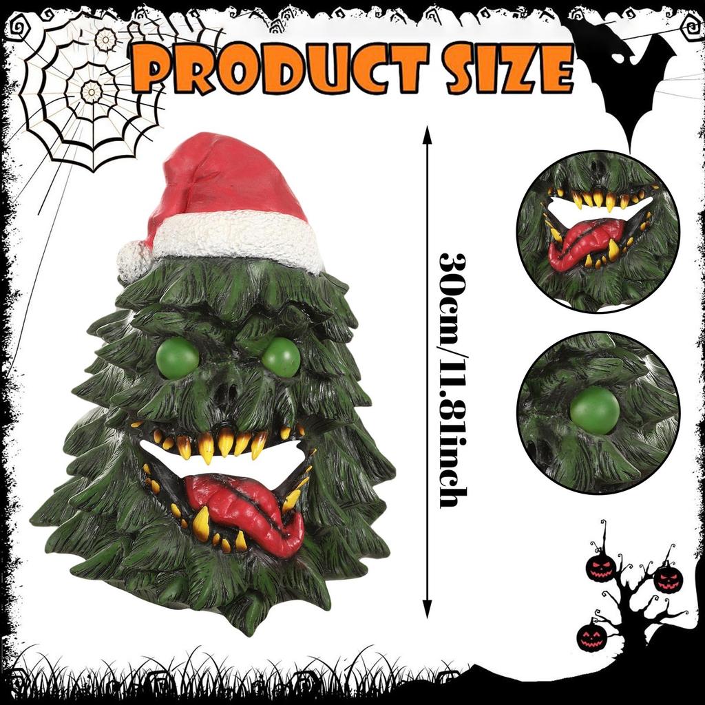Halloween Christmas Tree Tongue Out Latex Head Cover Mask Haunted House Escape Room