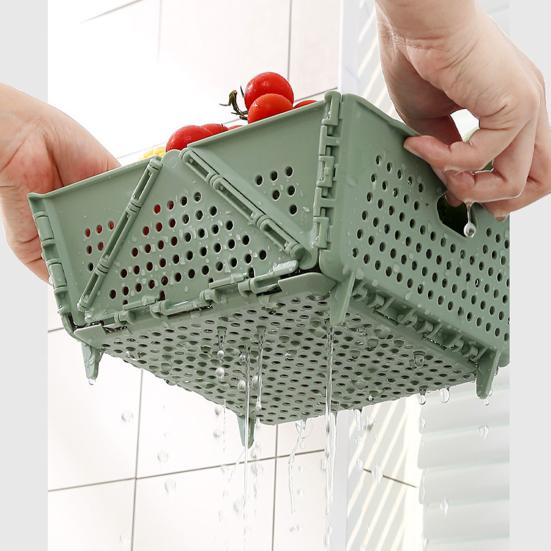 Escorredor Multifuncional Dobrável Cesto de Armazenamento e Drenagem Grau Alimentar Livre de BPA Autodrenante Empilhável Cesto para Frutas e Legumes
