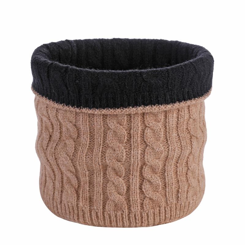 Winter solid color warm scarf double-sided twist fashion neck cover women's scarf knitted wool elastic single ring pullover hat