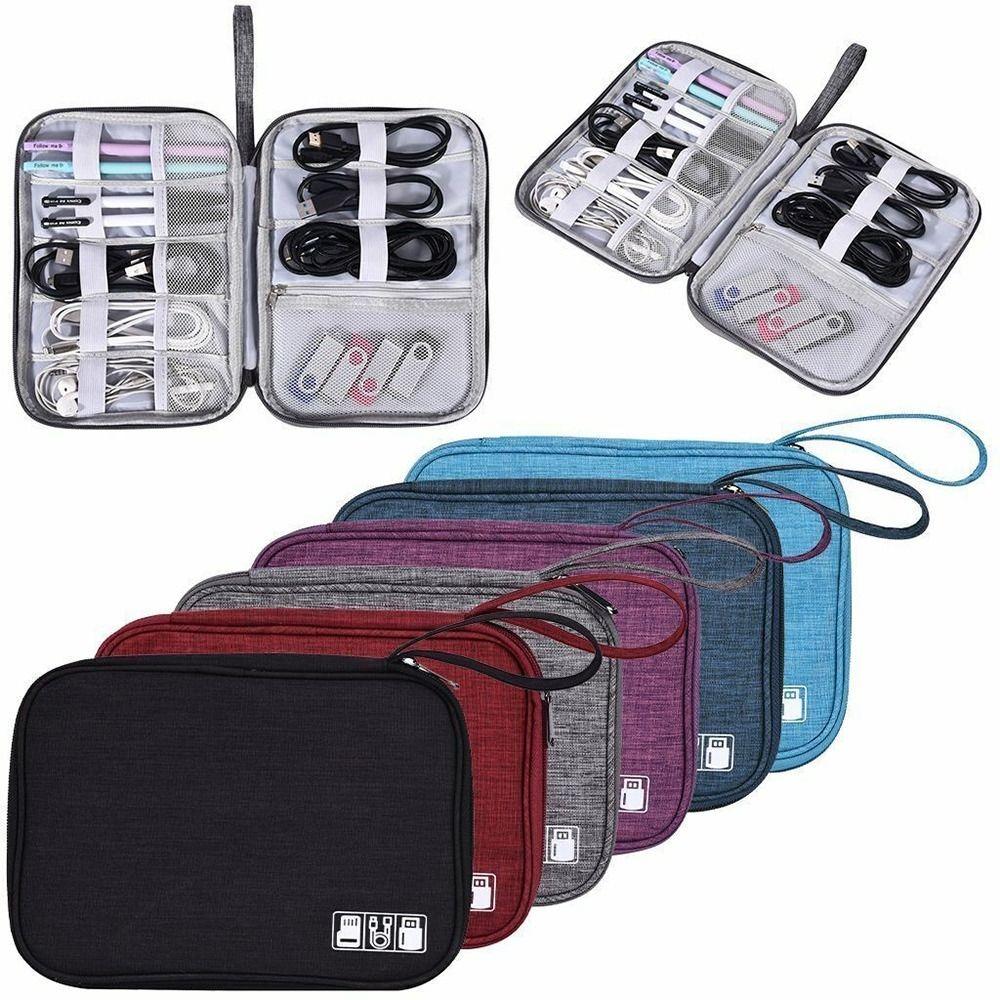 Polyester Cable Organizer Bag Tangle-Free Charger Cable Case Portable USB Organizer  Travel Use