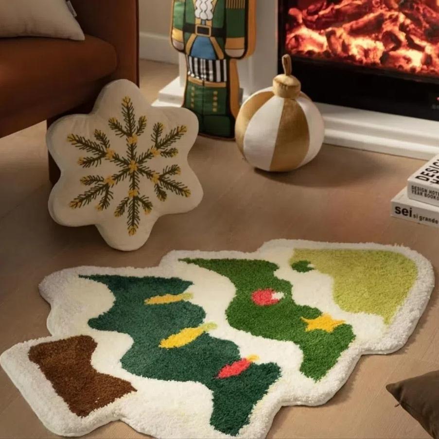 Small Bedroom Rug Anti-Slip Backing Bed Side Carpets Trendy Christmas Carpet Home Decor