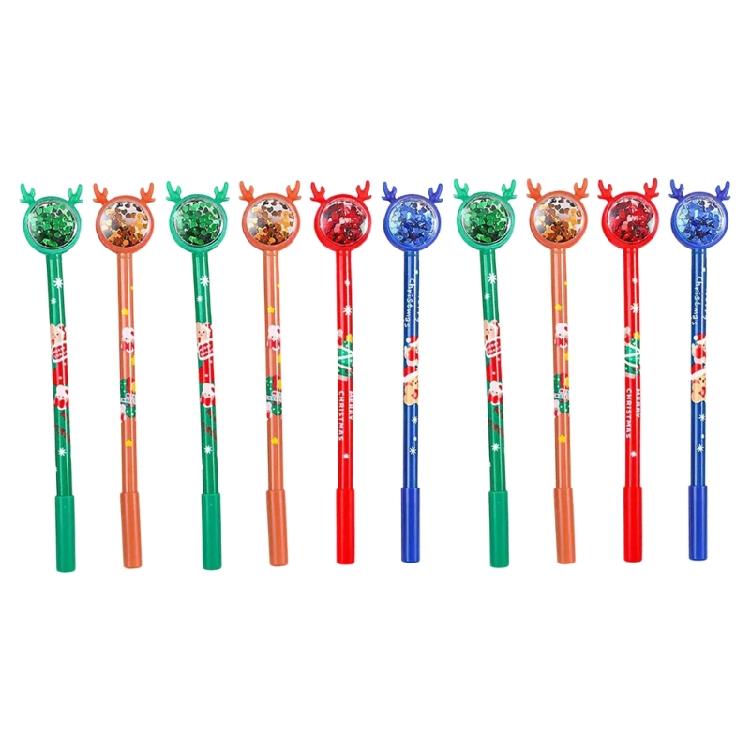 

10Pcs Christmas Sequins Gel Inks Pen 0.5MM Needle Tip Gel Pen Quick Dry Journaling Pen for Daily Writing Note Taking