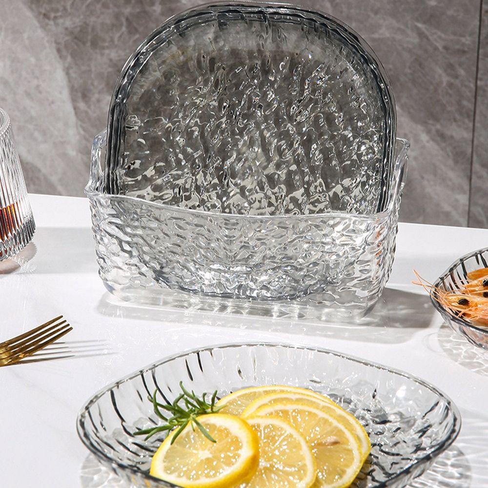 1/4/8Pcs Transparent Spit Bone Plate with Bottom Bracket Small Dish Plate  Household Storage Set