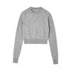 Women's High Waist 100% Wool Round Neck Sweater - Soft, Short, and Versatile Thin Base Layer for Early Autumn.