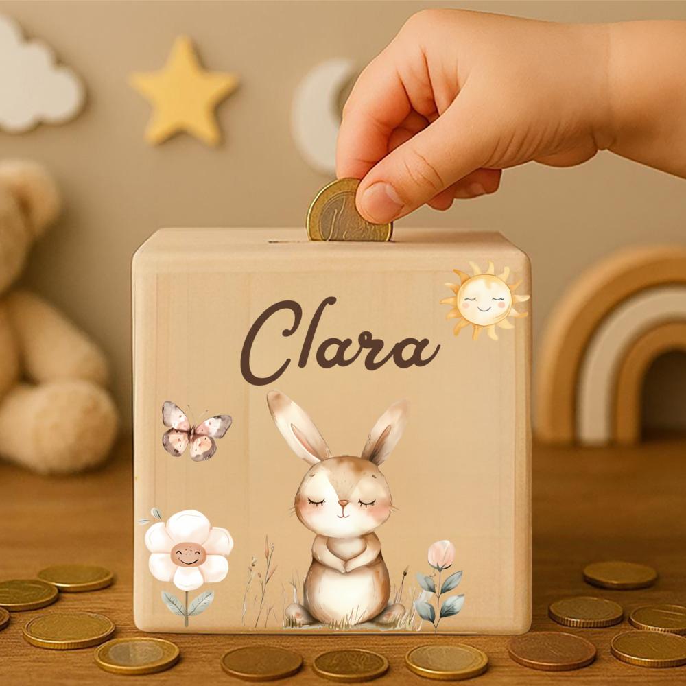 Personalizowana skarbonka na imię Niestandardowa skarbonka Drewniana skarbonka świnka Prezenty na Boże Narodzenie/Chrzest Prezenty na przyjęcie urodzinowe