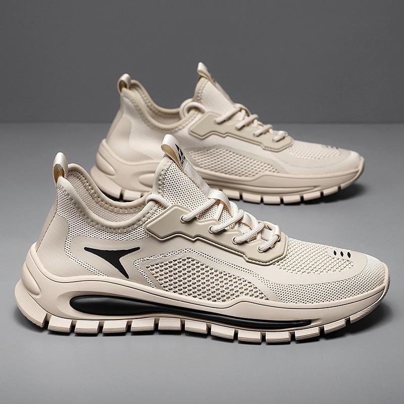 

Flying woven coconut shoes solid color all black dirt-resistant sports shoes soft sole running 44 бежевий