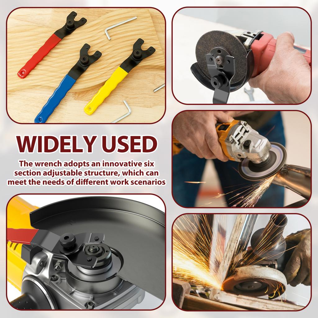 Angle Grinder Wrench Pin Spanner with Hex Key 5/8"-11 Adjustable Flange Metal Spanner for Most Grinder Bench Circular Saw