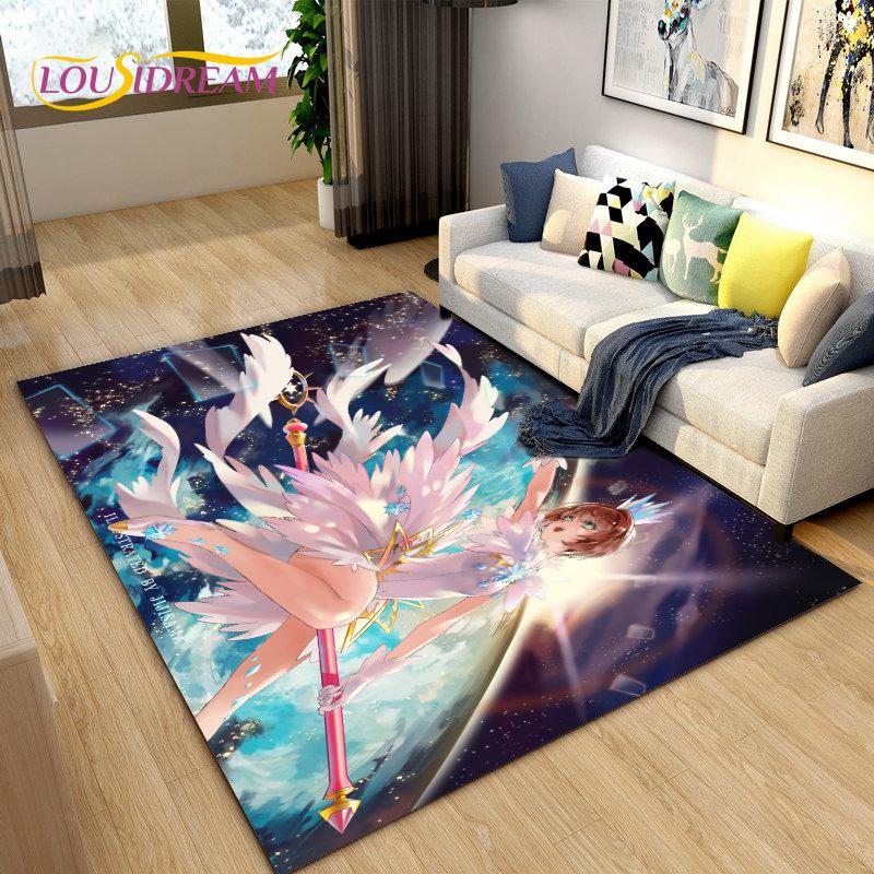 Cute Cartoon Cardcaptor Sakura Area Rug,Carpet Rug for Living Room Bedroom Sofa Doormat Decoration, Kids Play Non-slip Floor Mat
