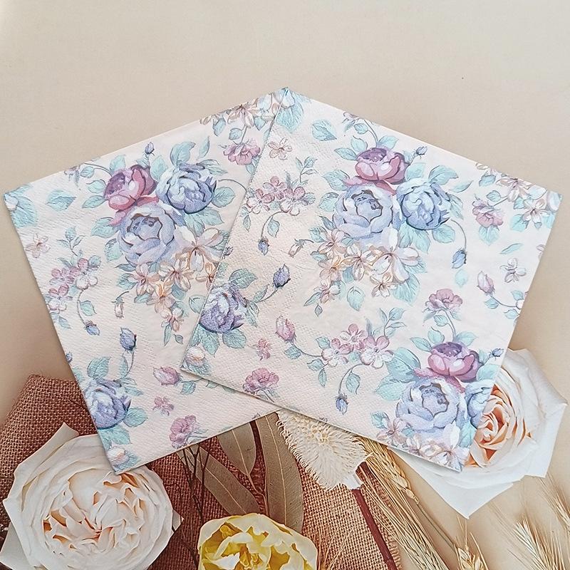 20Pcs Color Flower Printed Paper Napkins, Disposable Napkins for Baby Shower Birthday Party - Table Decor Tissue Supplies