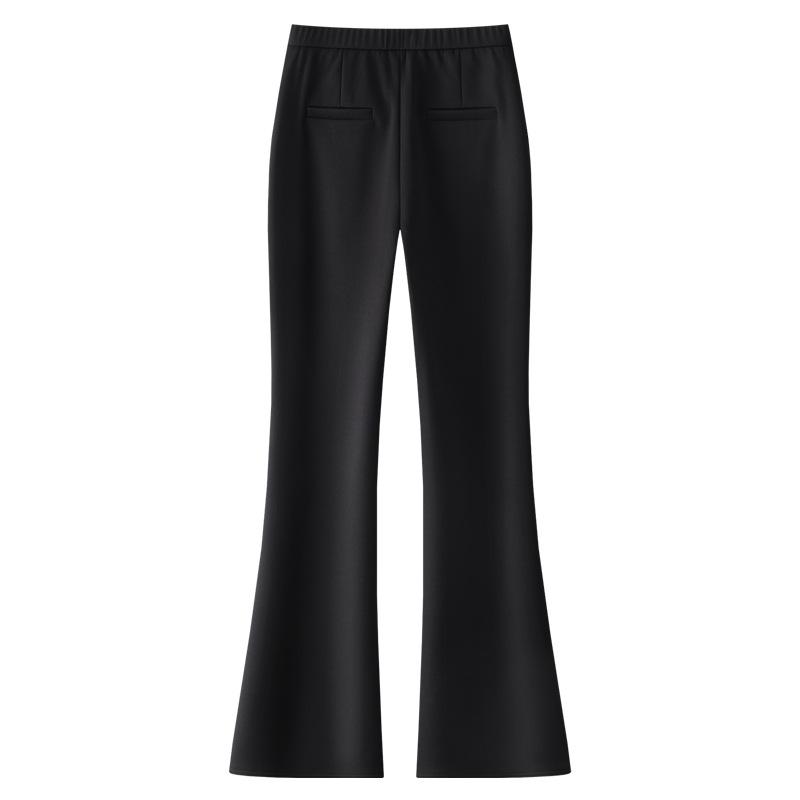 Women's Black Flared Pants - Spring 2025 High Waist Slimming Trousers