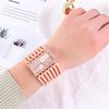 Luxury Qualities Women's Fashion Diamond Rectangle Watches Gold Alloy Bracelet Wristwatches Simple Ladies Quartz Clock Gift
