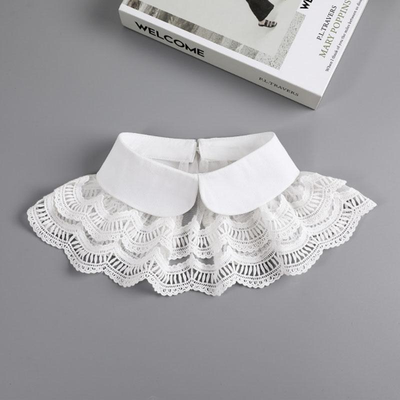 White Lapel Fake Collar Neck Decorative Chiffon Cotton Chocker Women Detachable False Collar Shirt Doll Lace Ladies Half Shirt