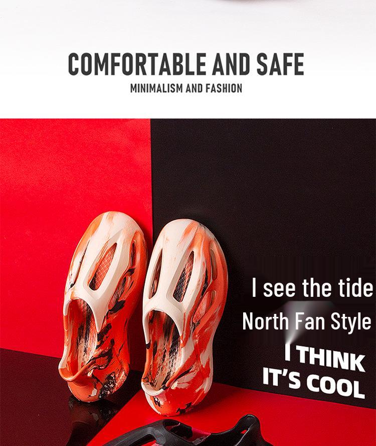 EVA Men's Color Block Trend Sandals - Creative National Tide Beach Shoes with Thick Sole