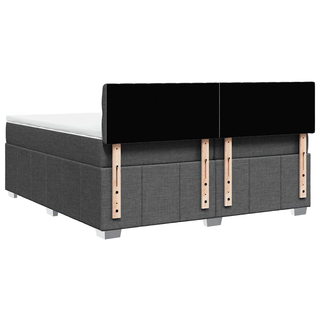 Box Spring Bed with Mattress Dark Gray 200x200 cm Fabric