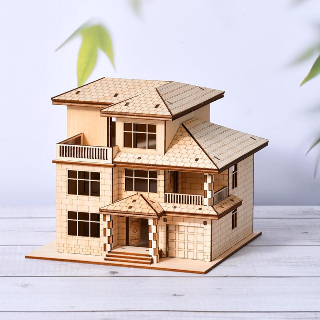 Madera 3D, Construcción Hecha a Mano, Escena Arquitectónica, Regalo de Cumpleaños, Decoración de Escritorio