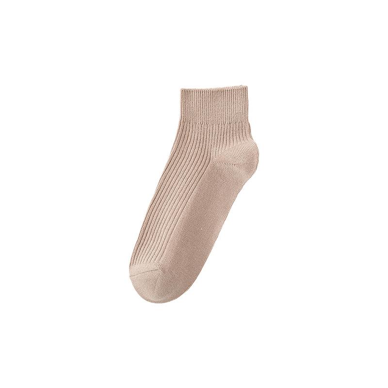 5 Pairs Women's Socks Spring Summer Pure Cotton Short Socks Solid Color Double Needle Style Fine Combing Cotton Middle Tube Socks