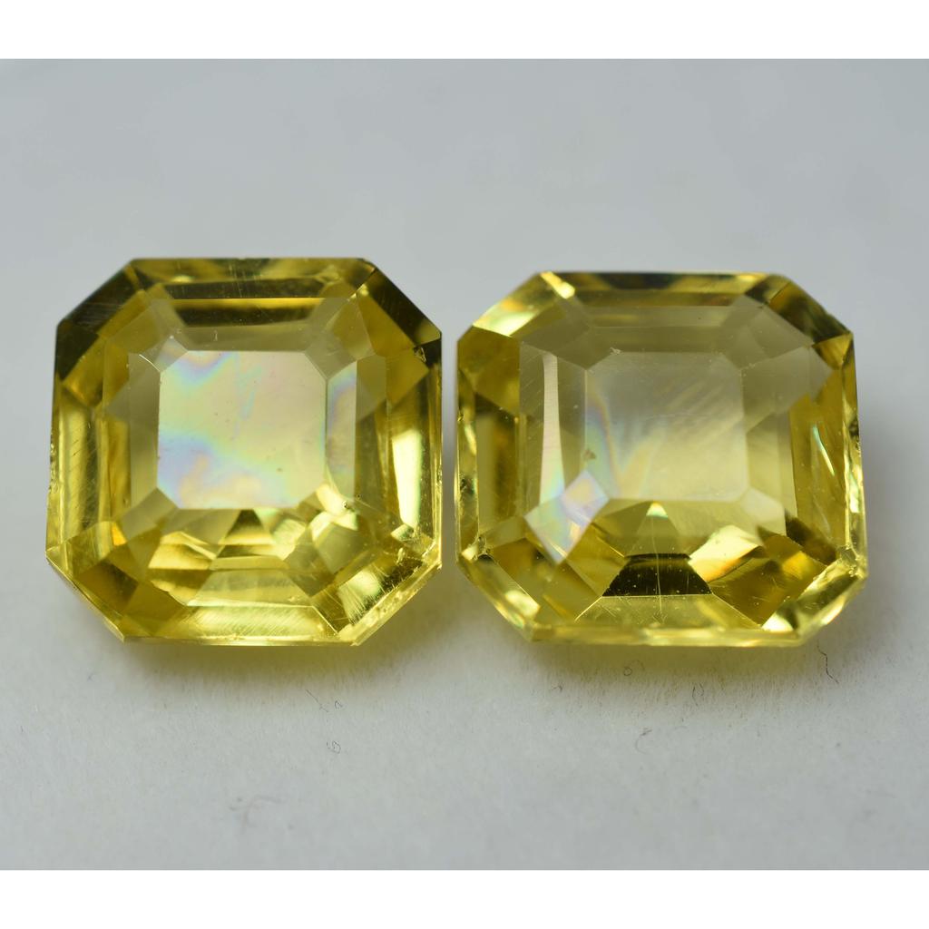 Natural Yellow Sapphire Loose Gemstone 17.74 Ct Square Cut Pair September Birthday Birthstone