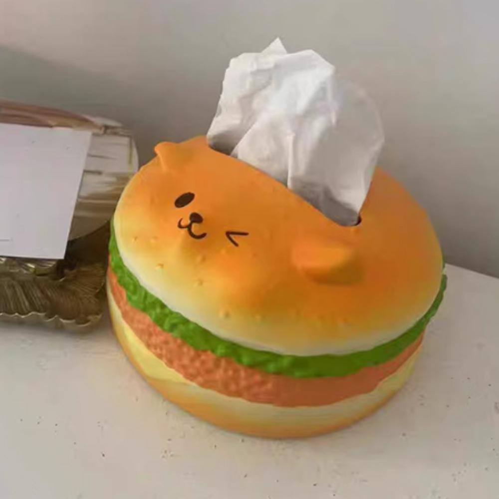 Figure Model Burger Dog Tissue Box Collectible Hamburger Fun Tissue Box  Birthday Gift