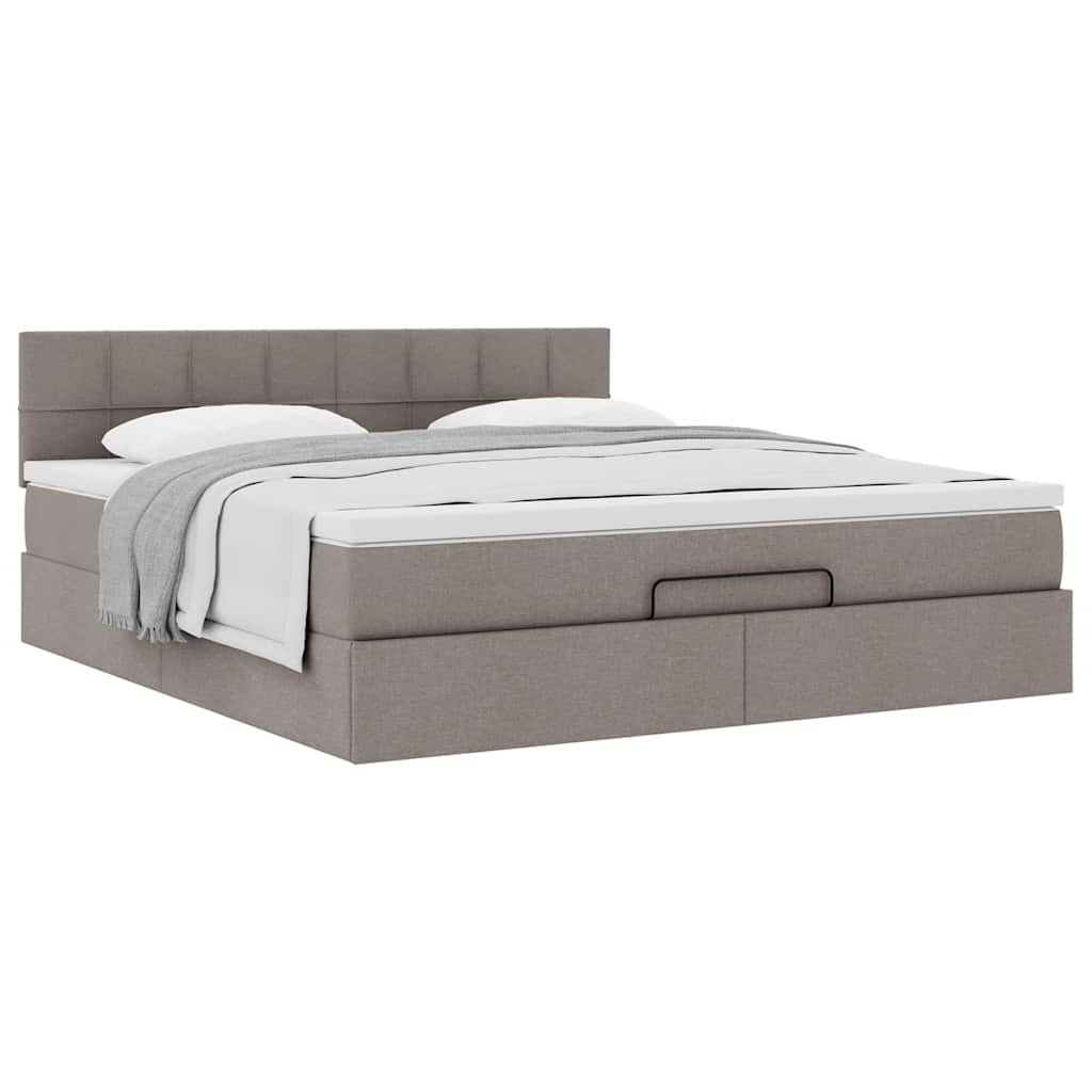 Ottoman Bed with Mattress Taupe 180x200 Cm Fabric