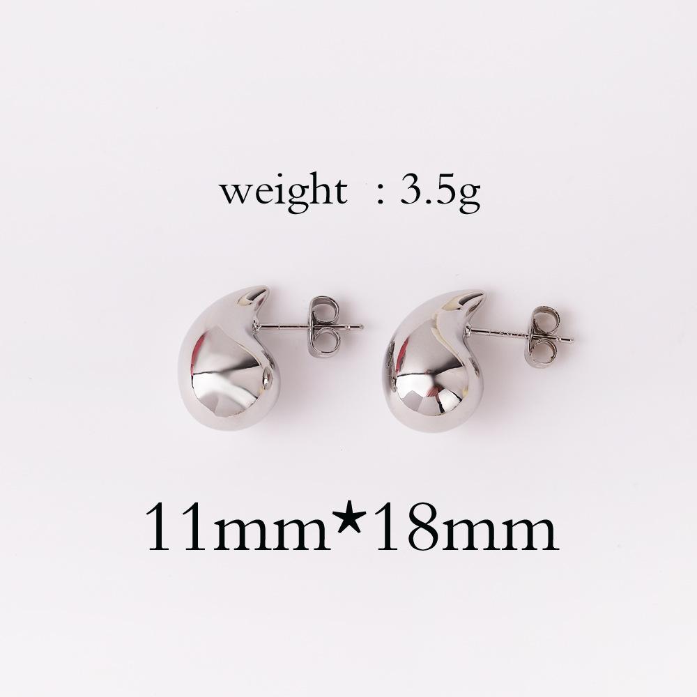 Vintage Gold Plated Chunky Dome Drop Earrings for Women Glossy Stainless Steel Thick Teardrop Earrings Dupes Lightweight Hoops
